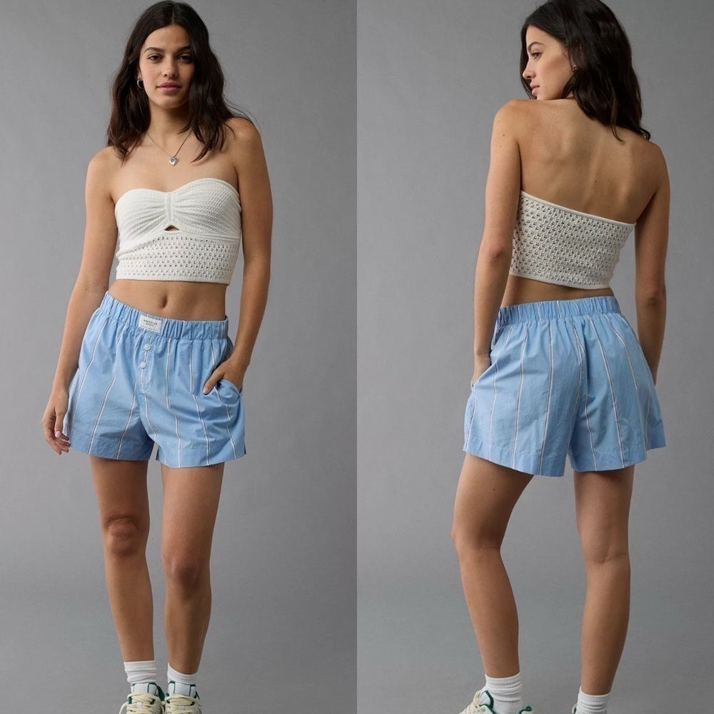 American Eagle Sweetheart Neckline Cinch Front Crochet Tube Top, White, Size XS - Picture 2 of 13